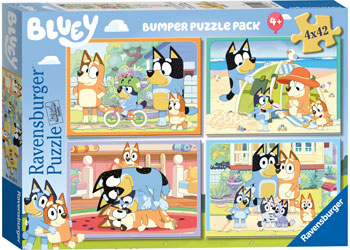 RAVENSBURGER 052226 BLUEY GOTTA BE DONE! BUMPER PUZZLE PACK 4X42PC JIGSAW PUZZLE