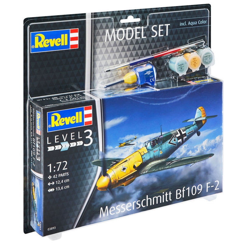 REVELL 63893 MESSERSCHMITT BF109 F-2 1/72 MODEL SET WITH PAINTS GLUE AND BRUSH PLASTIC MODEL KIT