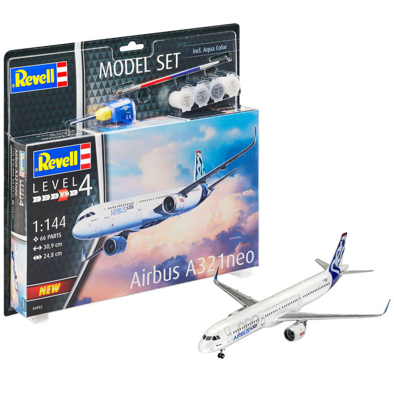 REVELL 64952 AIRBUS A321 NEO 1/144 PLASTIC MODEL SET WITH GLUE AND PAINT