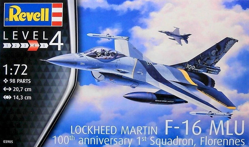 REVELL 03905 LOCKHEED MARTIN F16 MLU 100TH ANNIVERSARY 1ST SQUADRON FLORENNES 1:72 PLASTIC MODEL AIRCRAFT KIT