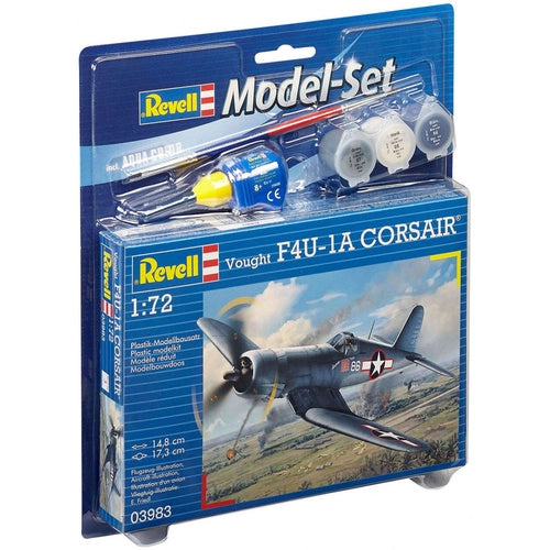 REVELL 03983 F4U-1A CORSAIR 1:72 PLASTIC MODEL AIRCRAFT KIT WITH BRUSH, PAINTS AND GLUE