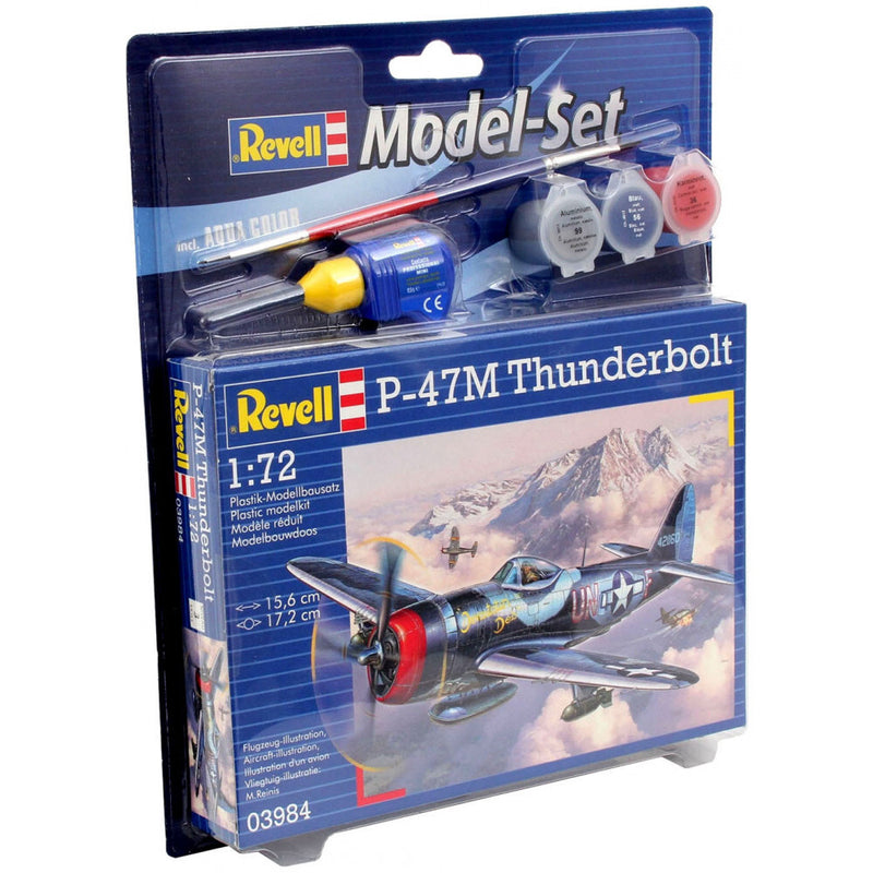 REVELL 03984 P-47M THUNDERBOLT 1/72 PLASTIC MODEL AIRCRAFT KIT WITH BRUSH, PAINTS AND GLUE