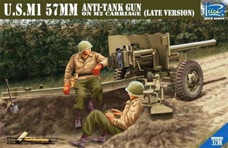 RIICH MODELS RV35020 1/35 U.S. M1 57MM ANTI-TANK GUN ON M2 CARRIAGE - LATE VERSION PLASTIC MODEL KIT