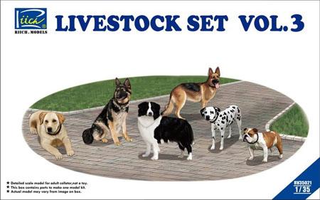 RIICH MODELS RV35021 1/35 LIVESTOCK SET VOL.3 - SIX DOGS PLASTIC MODEL KIT