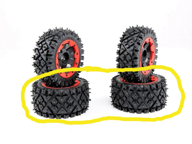 ROVAN 85321-2 SNOW TYRES WITH SCREWS IN TREAD REAR TIRES 1 PAIR