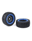 ROVAN 952874 BAJA 5B GEN 2 ALL TERRAIN BUGGY FRONT WHEEL SET PREMOUNTED WITH BLUE BEADLOCKS 1 PAIR