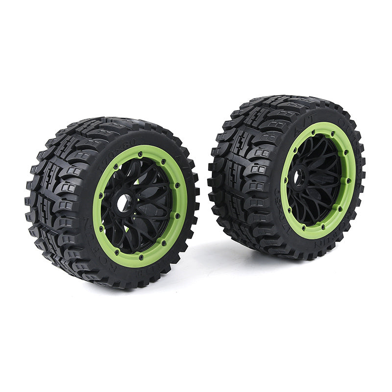 ROVAN 854823 BAJA 5B GEN 2 ALL TERRAIN BUGGY FRONT AND REAR WHEEL SET OF 4 PREMOUNTED WITH GREEN BEADLOCKS