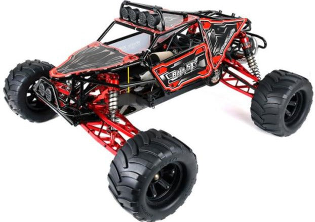 ROVAN BAJA 5TS MAX 2020 45CC RED AND BLACK TRUCK WITH GT3B CONTROLLER READY TO RUN GAS POWERED RC CAR WITH TWIN EXHAUST PIPE