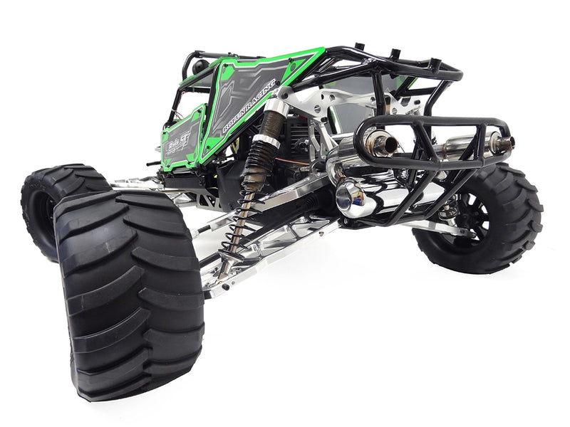 ROVAN ROFUN BAJA 5TS MAX 2020 45CC GREEN AND BLACK TRUCK WITH GT3B CONTROLLER READY TO RUN GAS POWERED RC CAR WITH TWIN EXHAUST PIPE