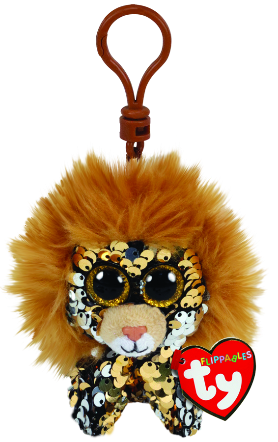 TY BEANIE BOOS FLIPPABLES REGAL BROWN LION CLIP