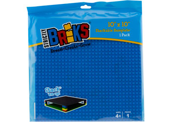 STRICTLY BRIKS STACKABLE BASEPLATE BLUE SINGLE 10 Inch x 10 Inch