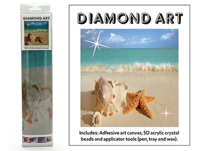 5D DIAMOND ART KIT - SEA SHELLS ON THE BEACH  30CM X 30CM