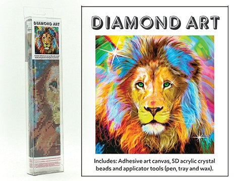 DIAMOND ART KIT WITH PICTURE AND CRYSTAL BEADS COLOURFUL LION  30X30CM