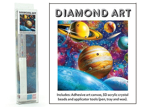 DIAMOND ART KIT WITH PICTURE AND CRYSTAL BEADS COLOURFUL PLANETS  30X30CM