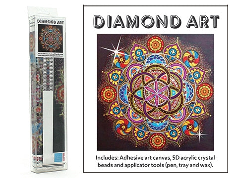 DIAMOND ART KIT WITH PICTURE AND CRYSTAL BEADS COLOURFUL PURPLE MANDALA  30X30CM