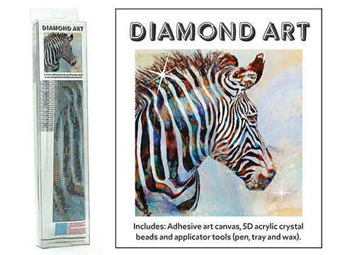 DIAMOND ART KIT WITH PICTURE AND CRYSTAL BEADS - ZEBRA 30X30CM
