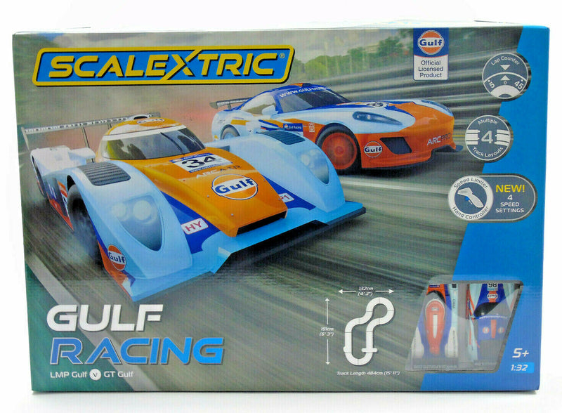 SCALEXTRIC C1384 1/32 GULF RACING TRACK SET INCLUDES 2 CARS