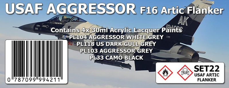 SMS SET22 USAF AGGRESSOR F16 ARTIC FLANKER COLOUR SET 4x30ML