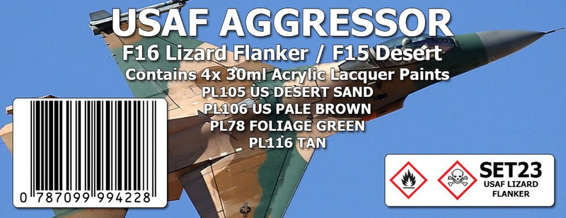 SMS SET23 USAF AGGRESSOR F16 LIZARD FLANKER - F15 DESERT COLOUR SET 4x30ML