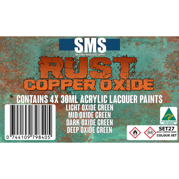 SMS PAINTS SET27 RUST COPPER OXIDE 4X 30ML ACRYLIC AIRBRUSH PAINT COLOUR SET