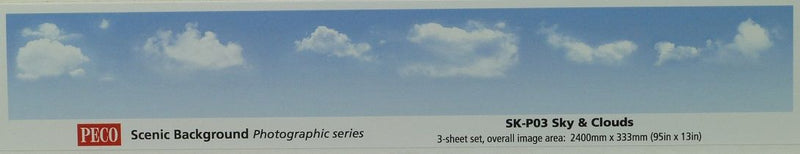 PECO SKP03 SKY AND CLOUDS SCENIC BACKGROUND 3 SHEET SET