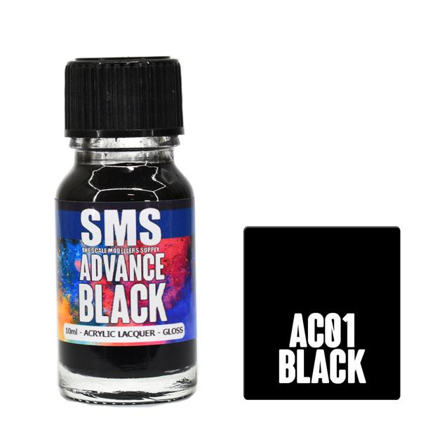 SMS AC01 ADVANCE ACRYLIC LAQUER PAINT BLACK 10ML