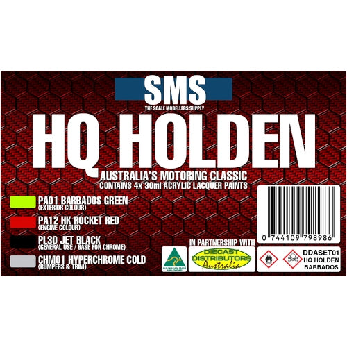 SMS DDASET01 HQ HOLDEN COLOUR SET 1 BARBADOS GREEN ACRYLIC PAINT SET OF 4