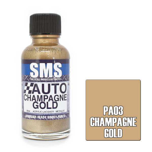 SMS PA03 AUTO COLOUR CHAMPAGNE GOLD ACRYLIC LAQUER PAINT 30ML