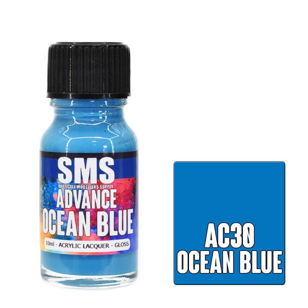 SMS PAINTS AC30 ADVANCE ACRYLIC LAQUER PAINT OCEAN BLUE GLOSS 10ML