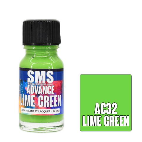 SMS PAINTS AC32 ADVANCE ACRYLIC LAQUER PAINT LIME GREEN 10ML