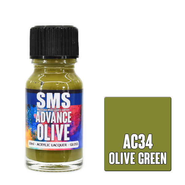 SMS AC34 ADVANCE ACRYLIC LAQUER PAINT OLIVE GLOSS 10ML