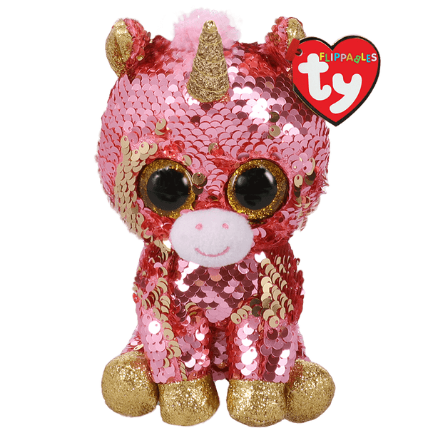 TY BEANIE BOOS FLIPPABLE SUNSET CORAL UNICORN REGULAR