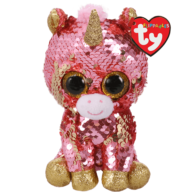 TY BEANIE BOOS FLIPPABLE SUNSET CORAL UNICORN REGULAR