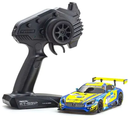 KYOSHO 32345BLY MINI Z 1:27 SCALE RWD MR-O3 READYSET - MERCEDES-AMG GT3 NO.5 BLUE/YELLOW