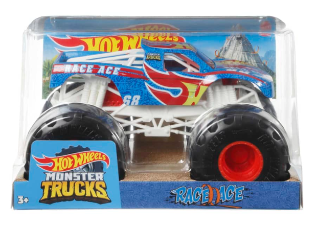 HOT WHEELS MONSTER TRUCKS OVERSIZED RACE ACE 1:24 SCALE