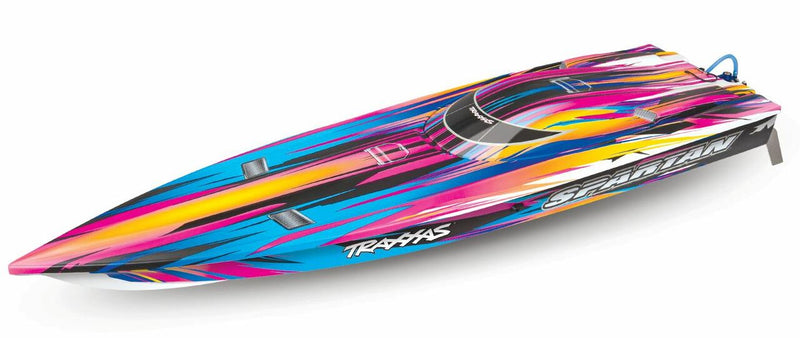 TRAXXAS 57076-4 SPARTAN BRUSHLESS 36 INCH TRAXXAS STABILITY SYSTEM TQI 80KM BOAT PINK BATTERY AND CHARGER SOLD SEPARATELY
