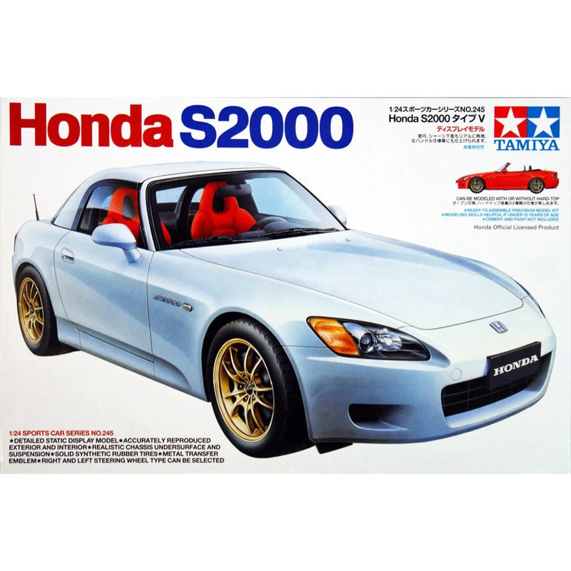 TAMIYA 24245 HONDA S2000 1/24 SCALE CAR PLASTIC MODEL KIT CAN BE MODELED WITH OR WITHOUT HARD TOP