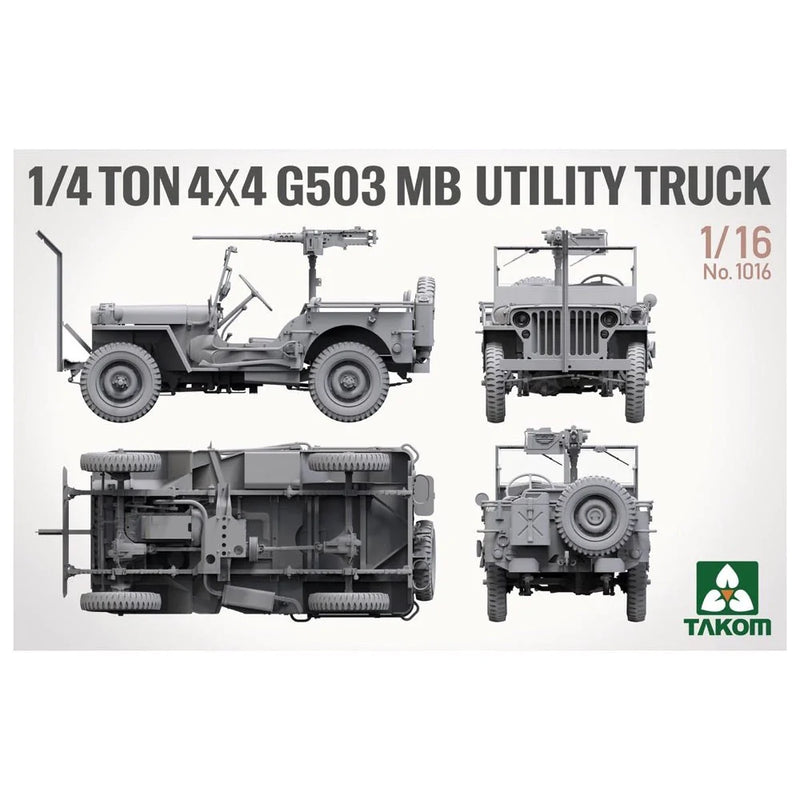 TAKOM 1016 US WWII QUARTER (1/4) TON 4X4 UTILITY VEHICLE 1/16 SCALE PLASTIC MODEL KIT