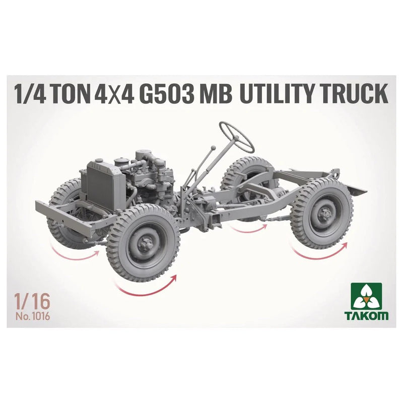 TAKOM 1016 US WWII QUARTER (1/4) TON 4X4 UTILITY VEHICLE 1/16 SCALE PLASTIC MODEL KIT