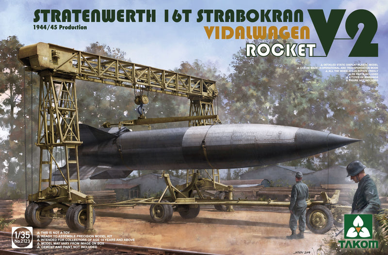 TAKOM 2123 STRATENWERTH 16FT STRABOKRAN 1944/45 PRODUCTION V-2 ROCKET VIDAL WAGON 1/35 PLASTIC MODEL KIT