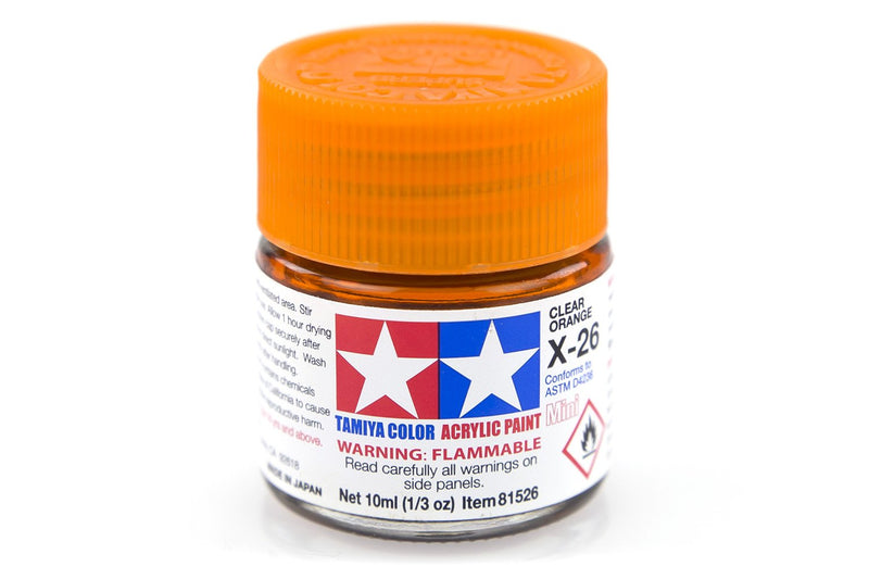 TAMIYA X-26 ACRYLIC CLEAR ORANGE PAINT 10ML