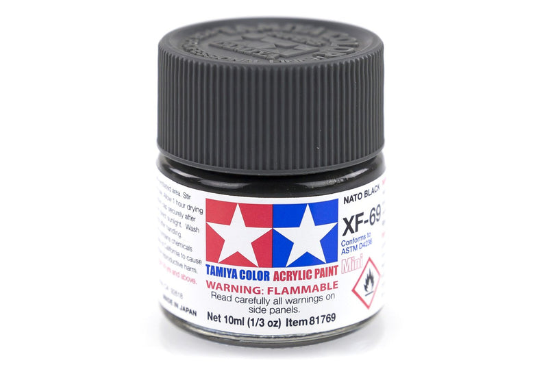 TAMIYA XF-69 ACRYLIC MINI NATO BLACK PAINT 10ML