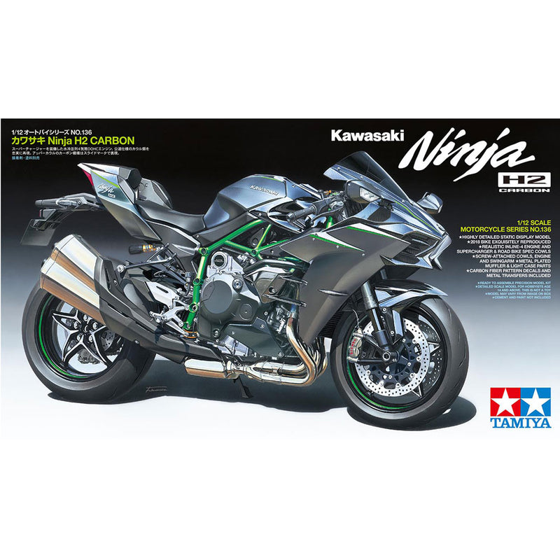 TAMIYA 14136 KAWASAKI NINJA H2 CARBON 1/12 SCALE MOTORCYCLE PLASTIC MODEL KIT