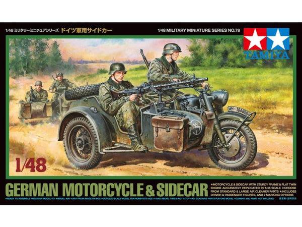 TAMIYA 32578 GERMAN MOTORCYCLE & SIDECAR 1/48 SCALE PLASTIC MODEL KIT