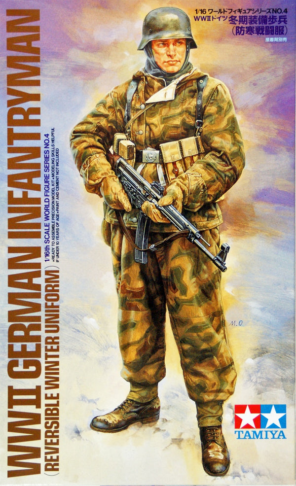 TAMIYA 36304 1/35 WW2 GERMAN INFANTRYMAN REVERSIBLE WINTER UNIFORM PLASTIC MODEL KIT FIGURE