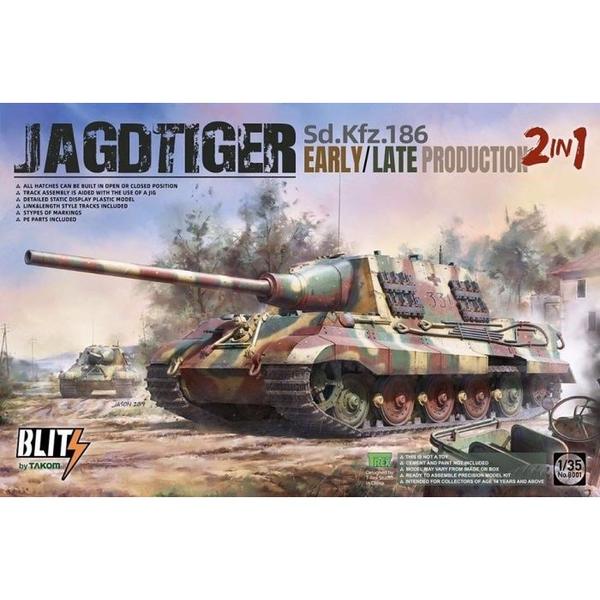 TAKOM 8001 SD.KFZ.186 JAGDTIGER EARLY/LATE PRODUCTION 2 IN 1 1/35 SCALE TANK PLASTIC MODEL KIT