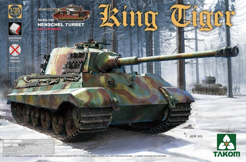 TAKOM 2073S KING TIGER HENSCHEL TURRET WITH INTERIOR WITHOUT ZIMMERIT 1/35 SCALE TANK PLASTIC MODEL KIT