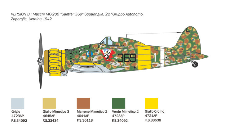 ITALERI 2815 MACCHI MC.200 1A SERIES 1:48 SCALE PLASTIC MODEL KIT