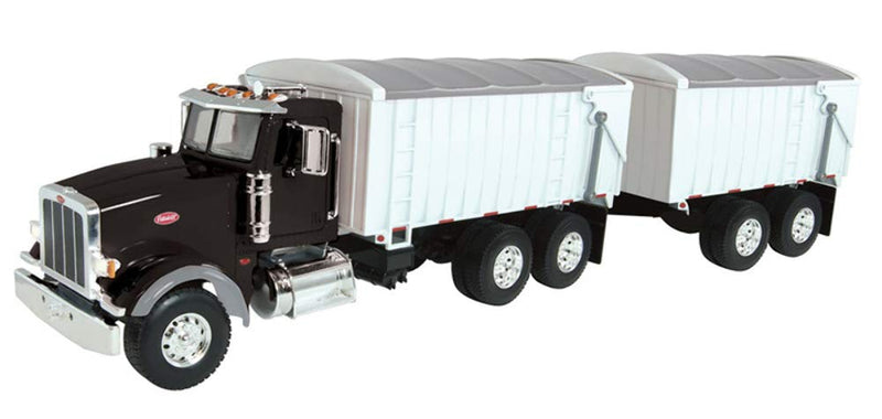 TOMY BIG ROADS 1:16 PETERBILT MODEL 367 STRAIGHT TRUCK WITH GRAIN BOX AND GRAIN BOX PUP TRAILER WITH LIGHTS AND SOUNDS