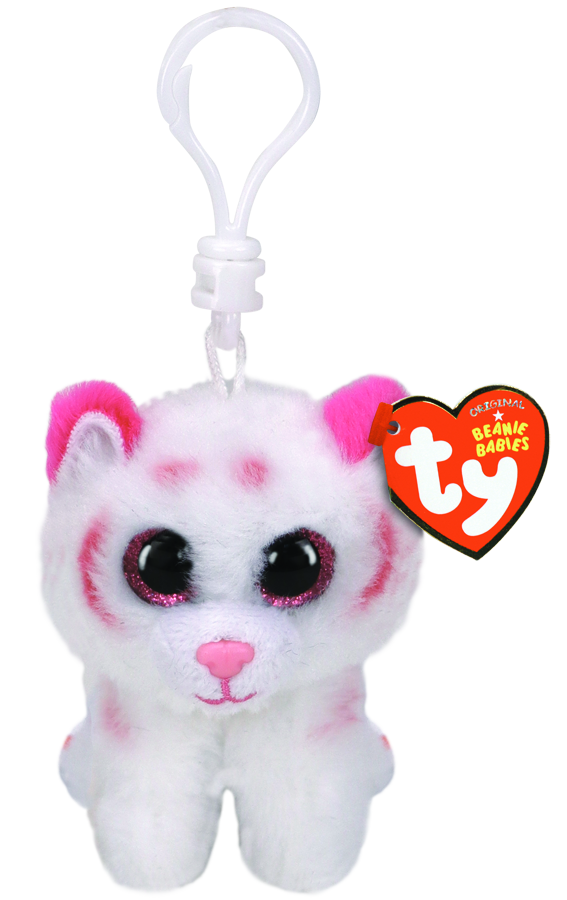 TY BEANIE BOOS TABOR PINK AND WHITE TIGER CLIP